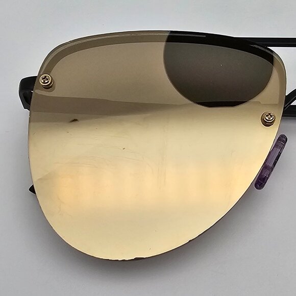 Le Specs The Prince Black Frame Gold Mirror Flat Lens Aviator Sunglasses 57mm - Picture 13 of 13